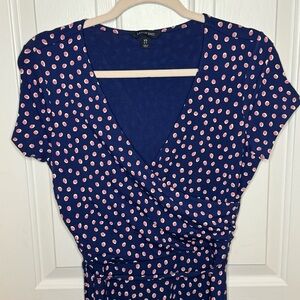 Lands’ End comfy casual dress. XS pink and navy blue